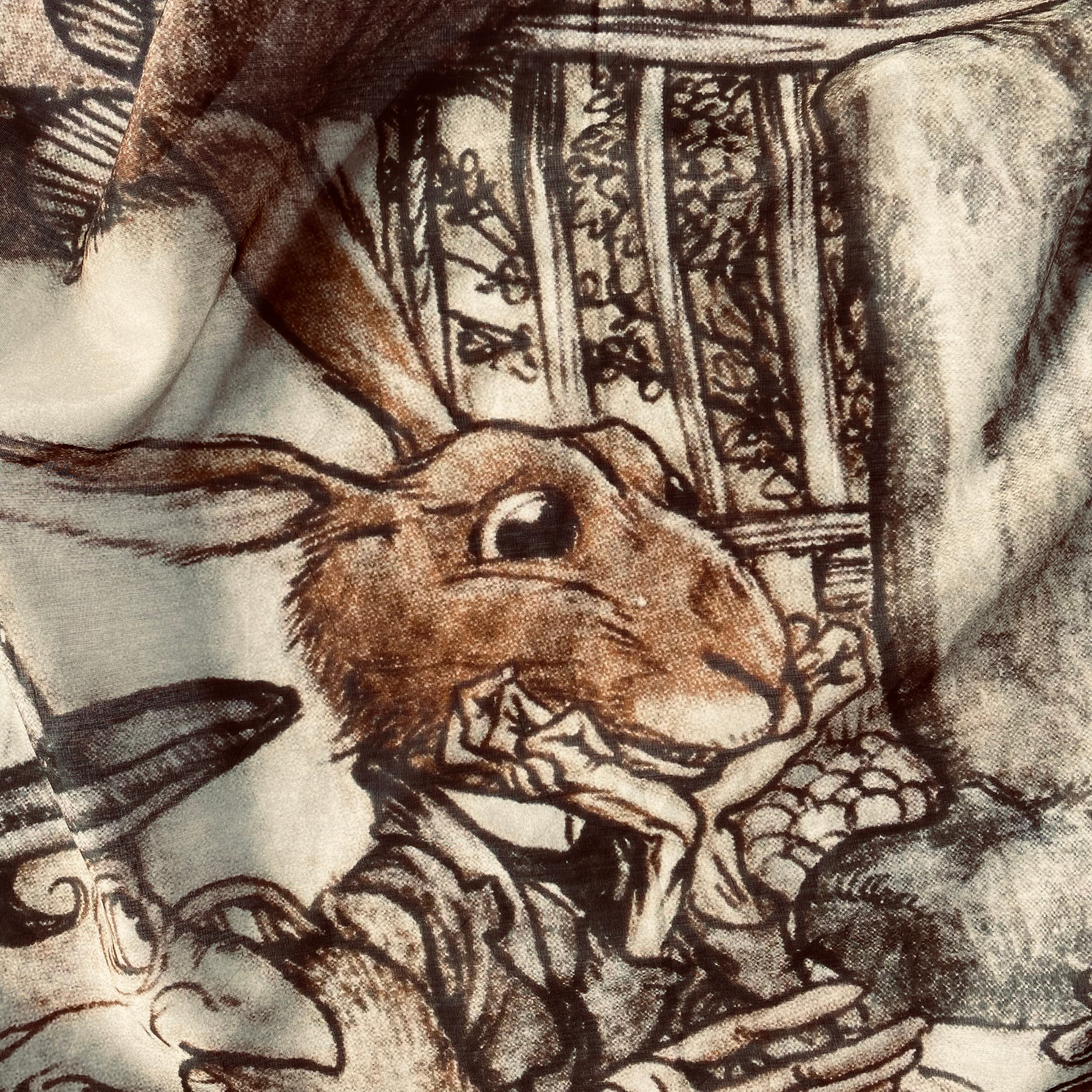 Alice in Wonderland Literary Scarf Closeup of Rabbit